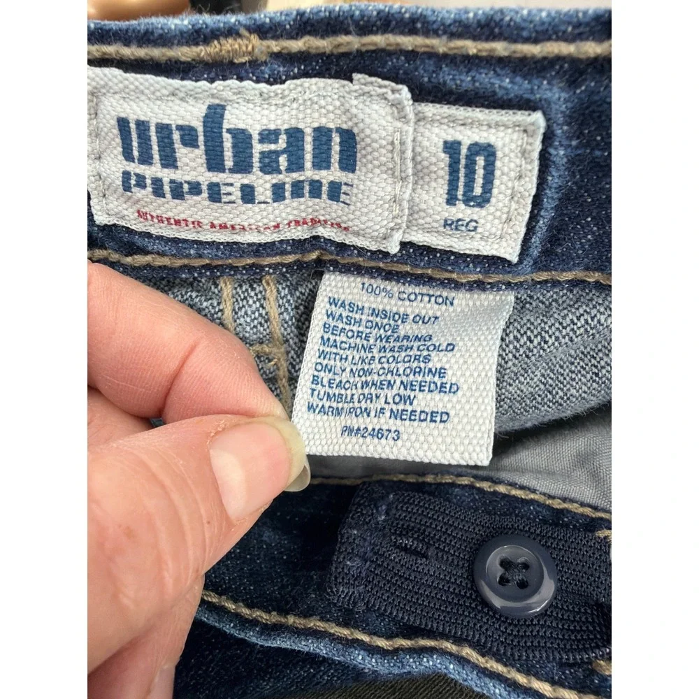 Urban Pipeline Boys Dark Wash Straight Leg Denim Jeans Size 10‎ Regular